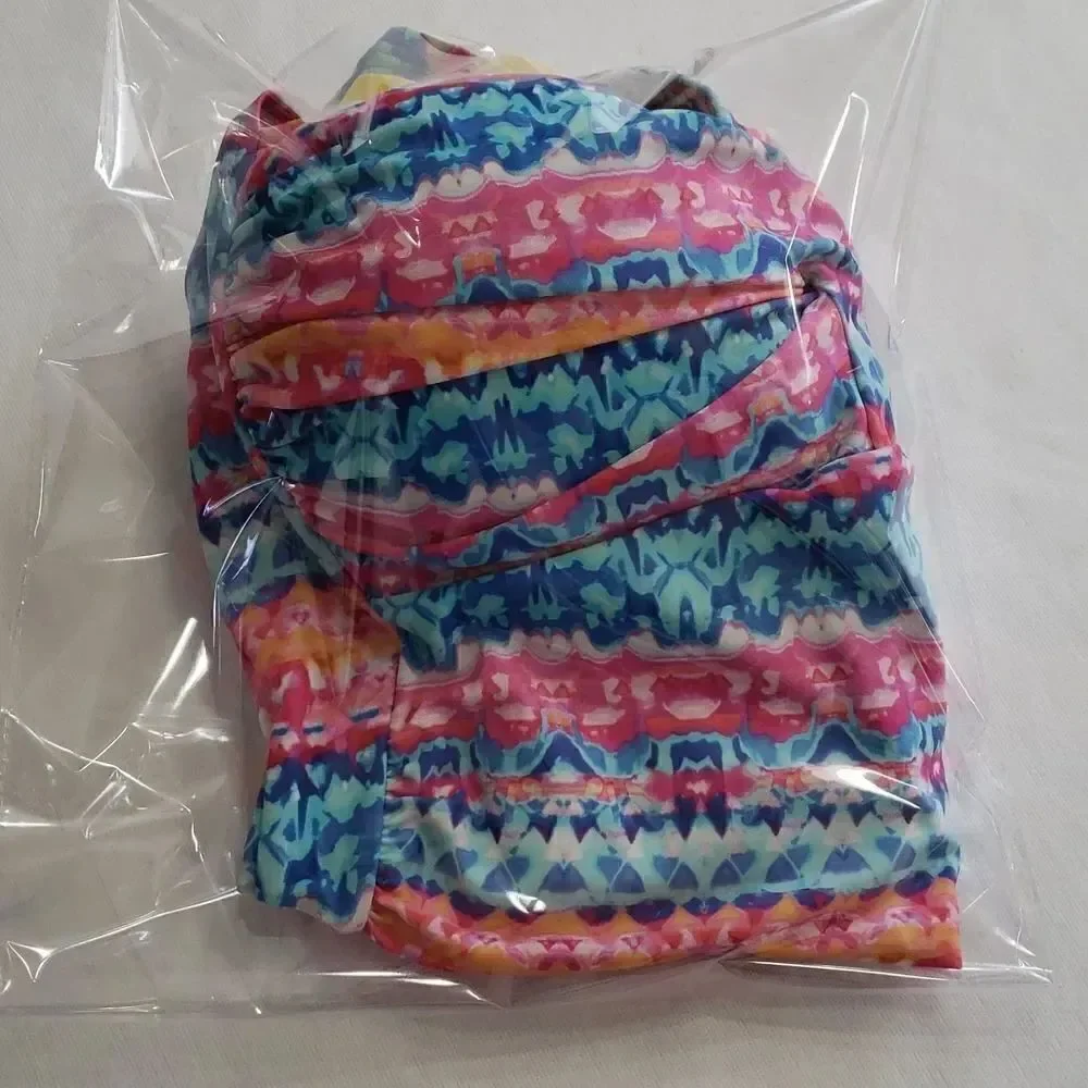 Emerald Bay Multicolored Twist-Front Side Ruched One Piece Swimsuit Size 12